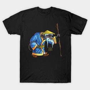 Old mouse with a walking stick greeting T-Shirt